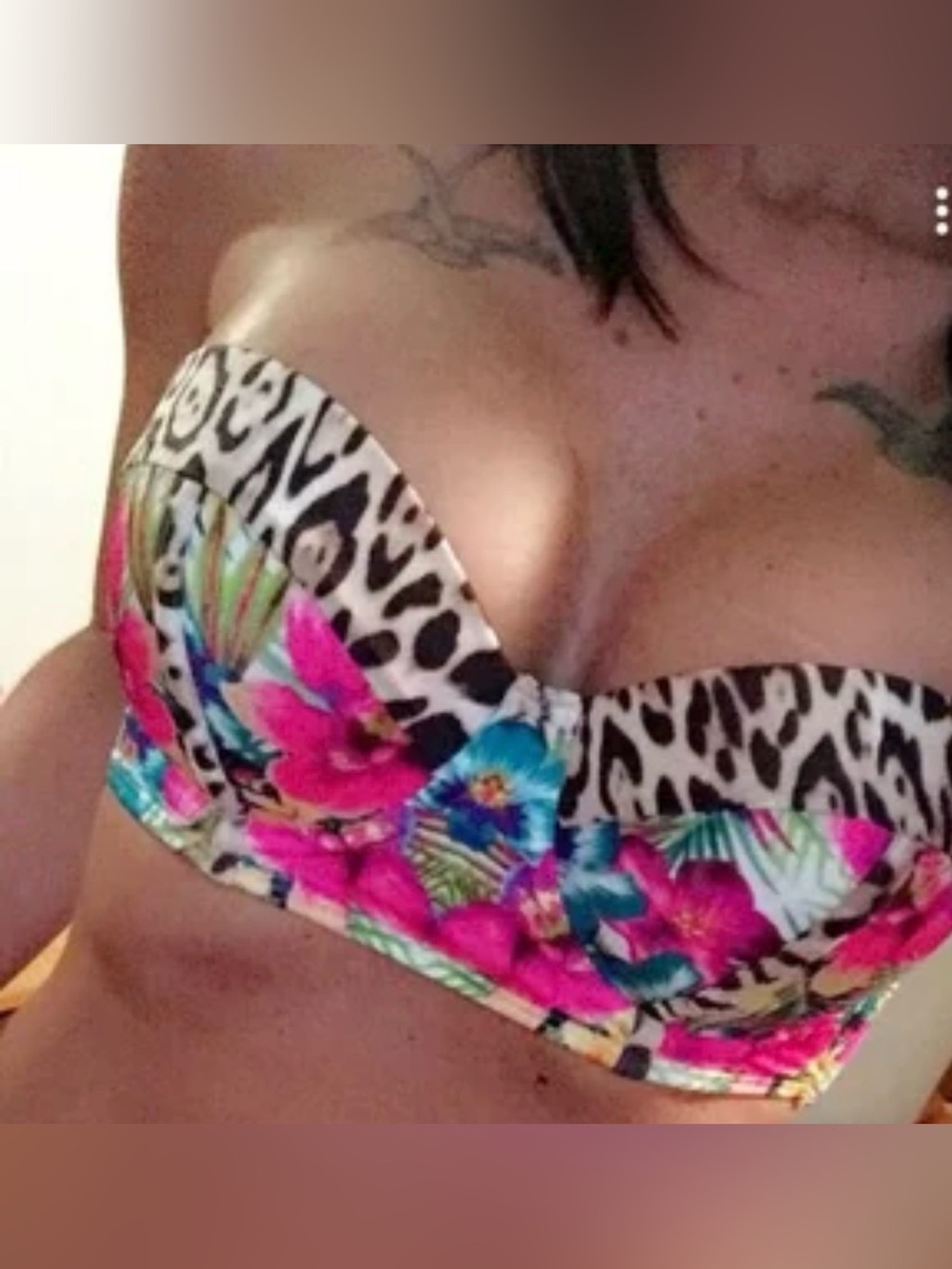 🆕Victoria's Secret Y2K leopard tropical corset Bandeau Bikini Top 34A
